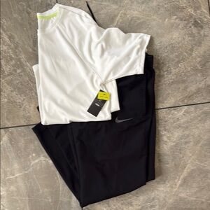 Nike White Tee and Black Joggers Set